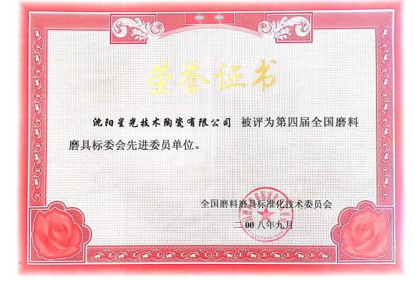 亳州2008第四界全国磨料磨具标委会先进委员单位